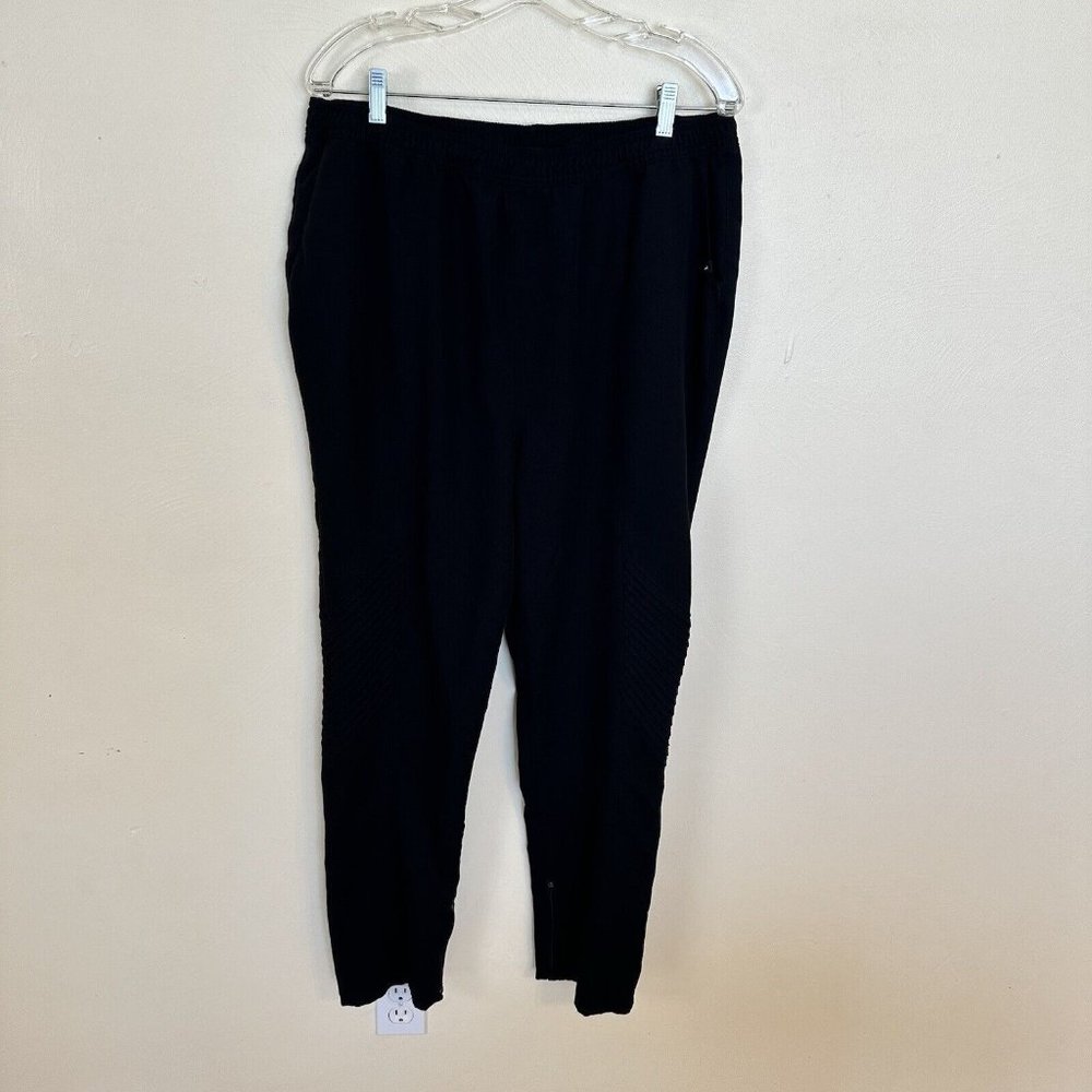 Jaanuu Womens Jogger Pants XL Scrub Black Pockets Drawstring TRIM CUFF